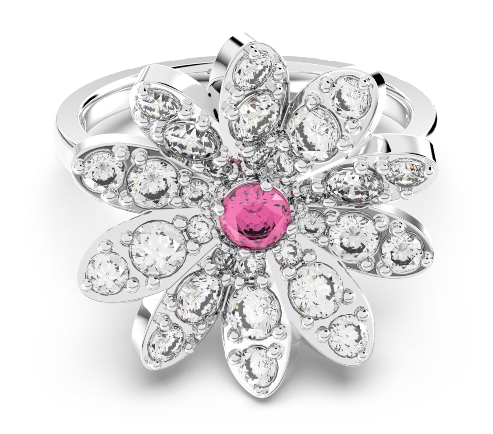 Swarovski Eternal Flower Ring Flower, Pink, Mixed Metal Finish 60/ 9 Usa